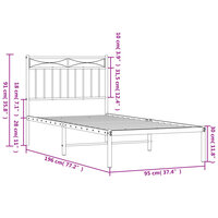 Bedframe met hoofdbord metaal wit 90x190 cm 9