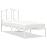 Bedframe met hoofdbord metaal wit 90x200 cm 2