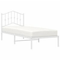 Bedframe met hoofdbord metaal wit 90x200 cm 3
