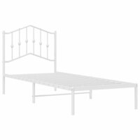 Bedframe met hoofdbord metaal wit 90x200 cm 4