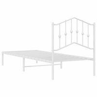 Bedframe met hoofdbord metaal wit 90x200 cm 7