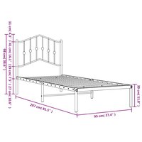 Bedframe met hoofdbord metaal wit 90x200 cm 9