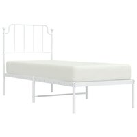 Bedframe met hoofdbord metaal wit 80x200 cm 3