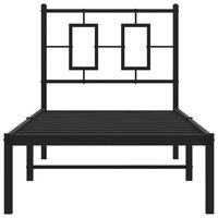 Bedframe met hoofdbord metaal zwart 75x190 cm 5