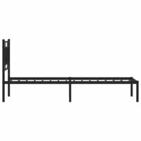 Bedframe met hoofdbord metaal zwart 75x190 cm 6