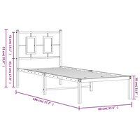 Bedframe met hoofdbord metaal zwart 75x190 cm 10