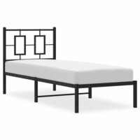 Bedframe met hoofdbord metaal zwart 80x200 cm 4