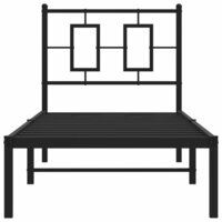 Bedframe met hoofdbord metaal zwart 80x200 cm 5