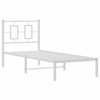 Bedframe met hoofdbord metaal wit 80x200 cm 2