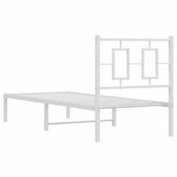 Bedframe met hoofdbord metaal wit 80x200 cm 7