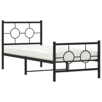 Bedframe met hoofd- en voeteneinde metaal zwart 75x190 cm 4