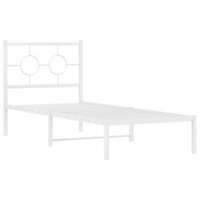 Bedframe met hoofdbord metaal wit 75 x 190 cm 2