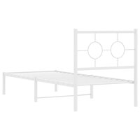 Bedframe met hoofdbord metaal wit 80x200 cm 7