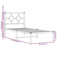 Bedframe met hoofdbord metaal wit 80x200 cm 10