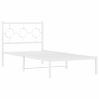 Bedframe met hoofdbord metaal wit 90x190 cm 2