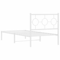 Bedframe met hoofdbord metaal wit 90x190 cm 7