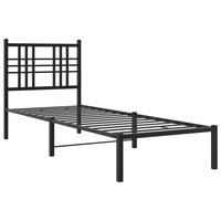 Bedframe met hoofdbord metaal zwart 75x190 cm 2