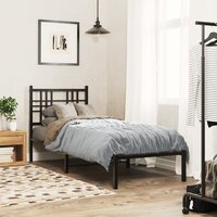 Bedframe met hoofdbord metaal zwart 75x190 cm 3