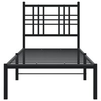 Bedframe met hoofdbord metaal zwart 75x190 cm 4