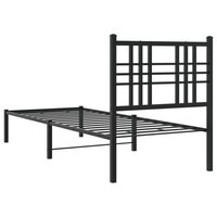 Bedframe met hoofdbord metaal zwart 75x190 cm 6