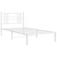 Bedframe met hoofdbord metaal wit 90x190 cm 2