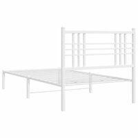 Bedframe met hoofdbord metaal wit 90x190 cm 6