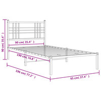 Bedframe met hoofdbord metaal wit 90x190 cm 8