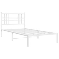 Bedframe met hoofdbord metaal wit 90x200 cm 2