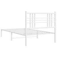 Bedframe met hoofdbord metaal wit 90x200 cm 6
