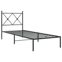 Bedframe met hoofdbord metaal zwart 75x190 cm 2