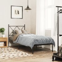 Bedframe met hoofdbord metaal zwart 75x190 cm 3