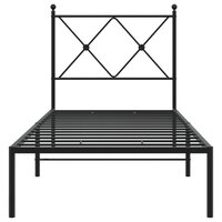 Bedframe met hoofdbord metaal zwart 75x190 cm 4