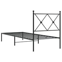 Bedframe met hoofdbord metaal zwart 75x190 cm 6