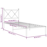 Bedframe met hoofdbord metaal zwart 75x190 cm 8
