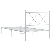 Bedframe met hoofdbord metaal wit 90x190 cm 6