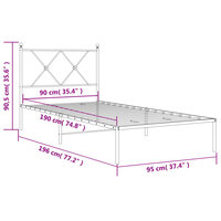 Bedframe met hoofdbord metaal wit 90x190 cm 8
