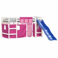 Kinderhoogslaper met gordijnen 80x200 cm grenenhout roze 3