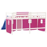 Kinderhoogslaper met gordijnen 80x200 cm grenenhout roze 7
