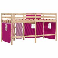 Kinderhoogslaper met gordijnen 90x200 cm grenenhout roze 6
