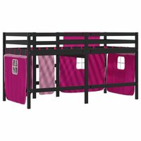 Kinderhoogslaper met gordijnen 90x200 cm grenenhout roze 6