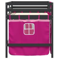 Kinderhoogslaper met gordijnen 90x190 cm grenenhout roze 5