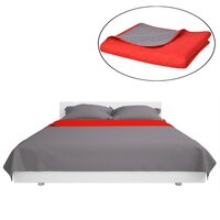 Dubbelzijdige quilt bedsprei rood en grijs 220x240 cm 2