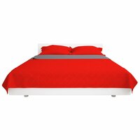 Dubbelzijdige quilt bedsprei rood en grijs 230x260 cm 3