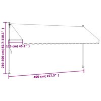 Luifel uittrekbaar 400x150 cm stof en staal cr&egrave;mekleurig 11