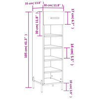 Schoenenkast 30x35x105 cm bewerkt hout grijs sonoma eikenkleur 12