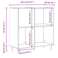 Platenkast 84,5x38x89 cm bewerkt hout wit 10