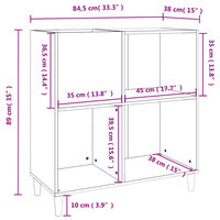 Platenkast 84,5x38x89 cm bewerkt hout grijs sonoma eikenkleurig 9