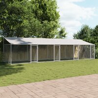 Hondenhok met dak en deuren 8x2x2 m gegalvaniseerd staal grijs 3
