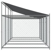 Hondenhok met dak en deuren 8x2x2 m gegalvaniseerd staal grijs 5