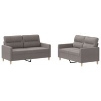 2-delige Loungeset met kussens stof taupe 2
